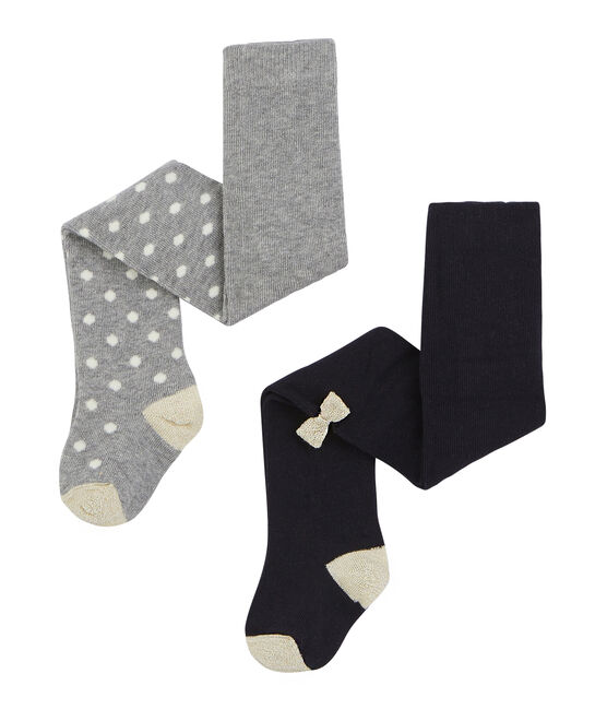 Lote de 2 pares de pantis para bebé niña gris SUBWAY/azul SMOKING