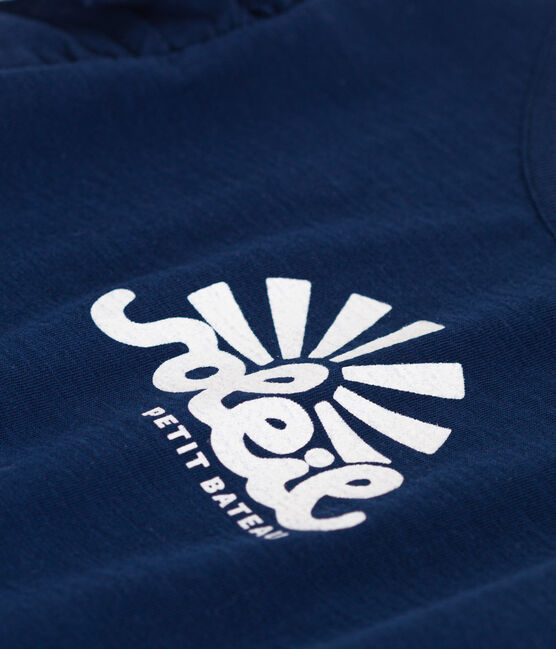 Camiseta de punto flameado para niña azul MEDIEVAL