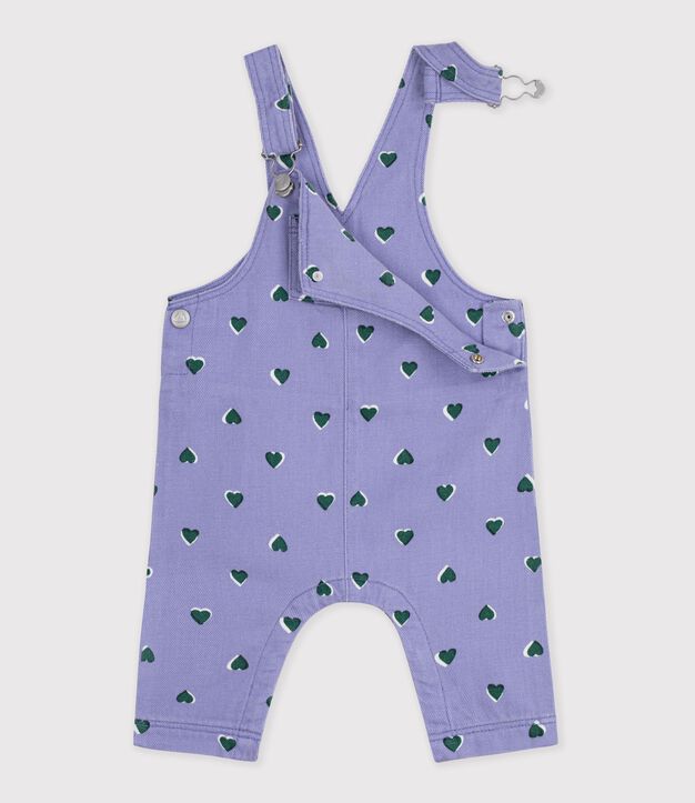 Peto largo de sarga con estampado de corazones para beb&eacute; violeta/multicolor