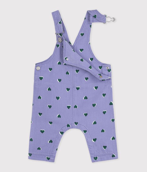 Peto largo de sarga con estampado de corazones para beb&eacute; violeta/multicolor