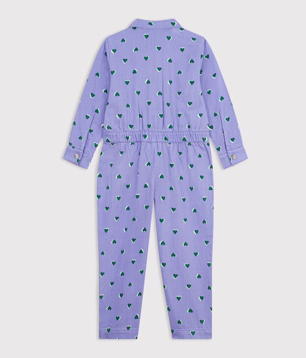 Mono infantil de algod&oacute;n con estampado de corazones violeta/multicolor