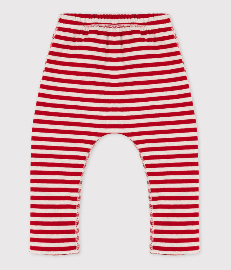 Pantal&oacute;n de tejido t&uacute;bico a rayas de beb&eacute; rojo/beige