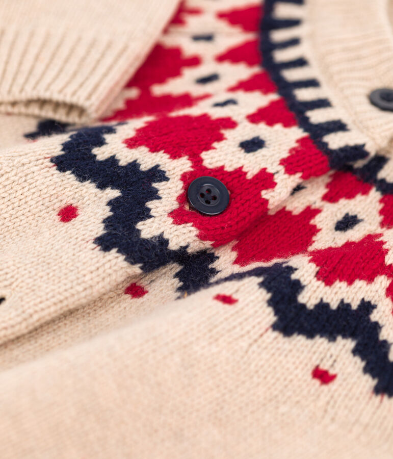 C&aacute;rdigan de lana y algod&oacute;n de ni&ntilde;a beige/multicolor