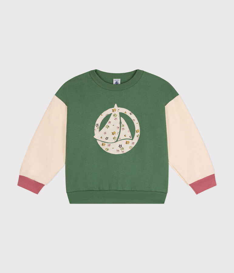 Sudadera de felpa para ni&ntilde;a verde/multicolor