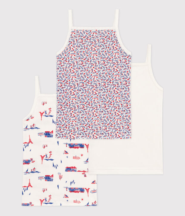 Juego de 3 camisetas de tirantes de algod&oacute;n Par&iacute;s para ni&ntilde;a multicolor