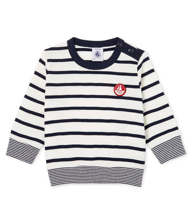 Camiseta de manga larga y rayas para beb&eacute; ni&ntilde;o blanco/azul
