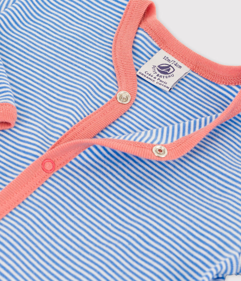 Pelele de beb&eacute; a rayas de algod&oacute;n org&aacute;nico azul BRASIER/gris MARSHMALLOW