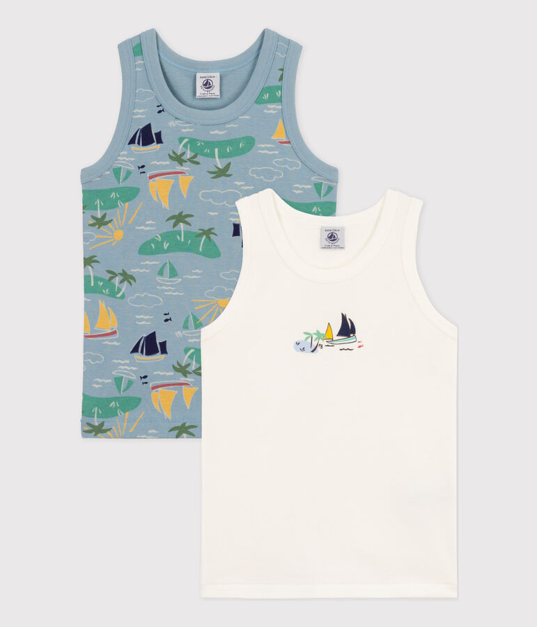 Juego de 2 camisetas de tirantes de algod&oacute;n de explorador para ni&ntilde;o variante 1