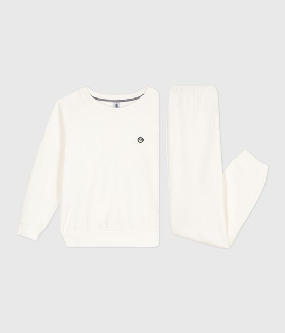 Pijama liso de rizo de algodón para mujer crudo MILK