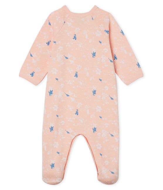 Pijama de muletón para bebé niña rosa MINOIS/blanco MULTICO