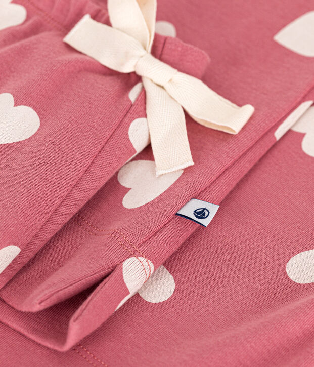 Pijama de algod&oacute;n con estampado de coraz&oacute;n para mujer rosa/blanco