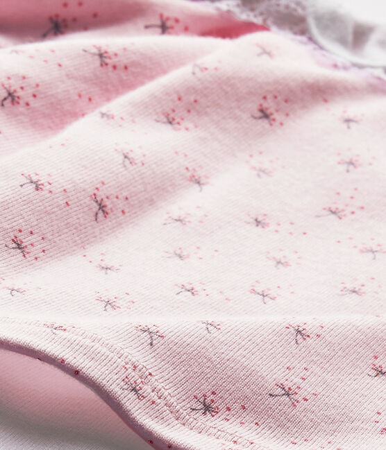 Pelele blusa bi-materia bebé niña rosa VIENNE/blanco MULTICO