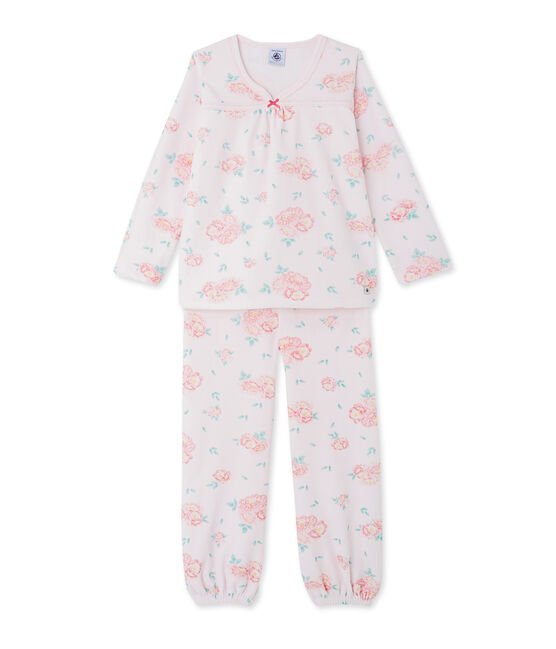 Pijama de terciopelo floreado para niña rosa VIENNE/rosa ROSE/ MULTICO