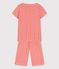 Pijama de manga corta de niña de algodón orgánico rosa PAPAYE/ MARSHMALLOW
