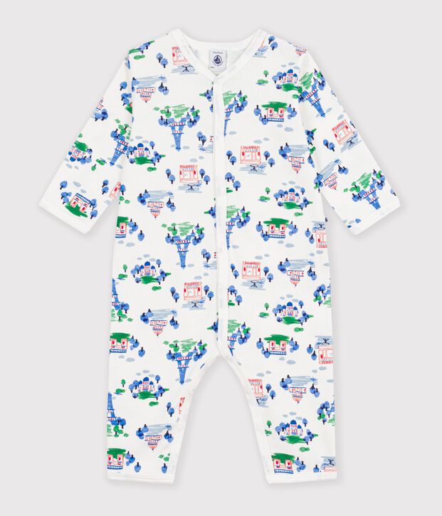 Pijama de algod&oacute;n sin pies para beb&eacute; con estampado de Par&iacute;s blanco/multicolor