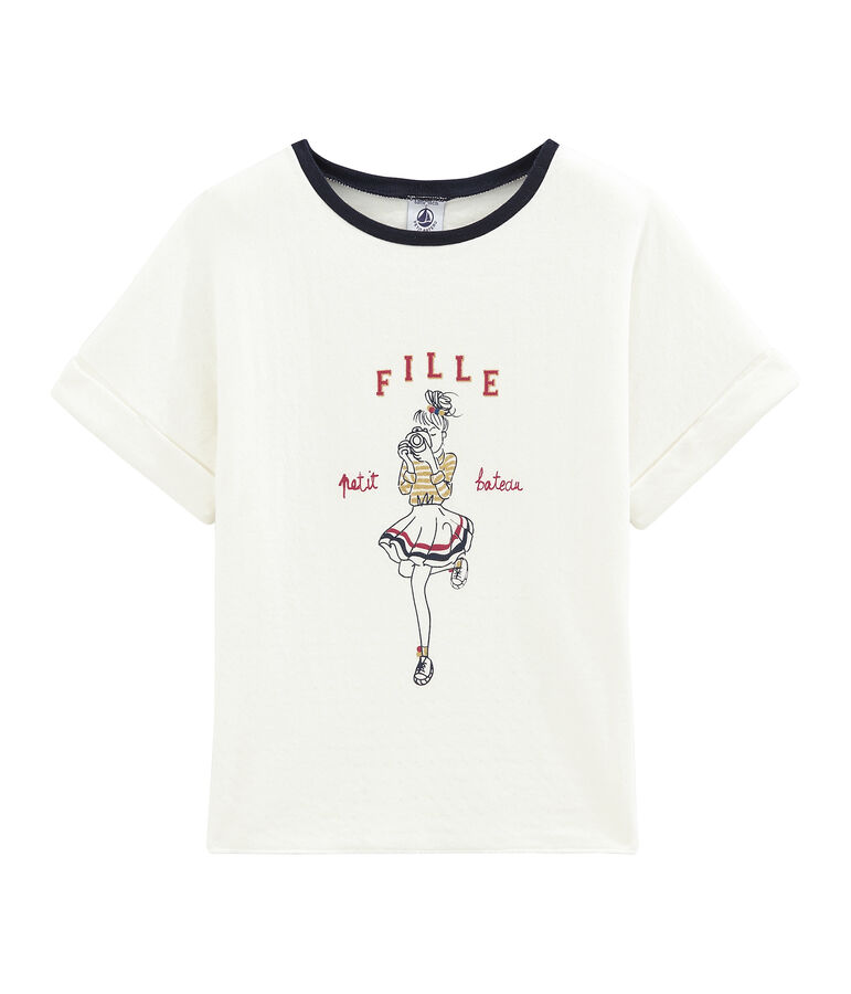 Camiseta de manga corta para ni&ntilde;a blanco