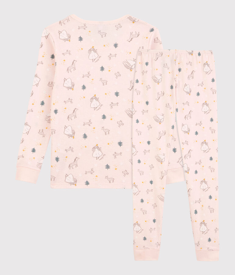 Pijama snugfit con estampado de princesas de ni&ntilde;a de algod&oacute;n rosa/multicolor