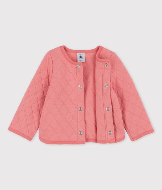 Cárdigan de tejido túbico acolchado de bebé rosa PAPAYE