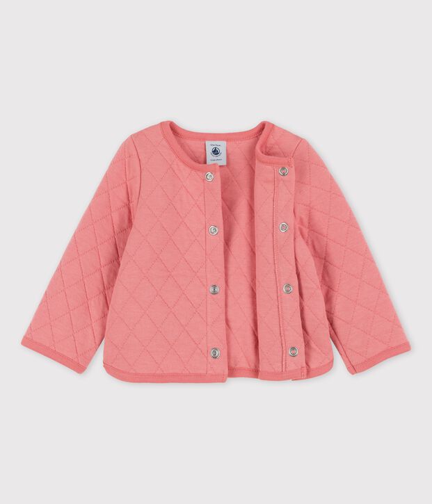 C&aacute;rdigan de tejido t&uacute;bico acolchado de beb&eacute; rosa