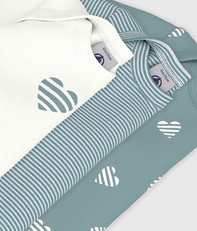 Juego de bodies de algod&oacute;n de manga larga con estampado de coraz&oacute;n para beb&eacute; multicolor