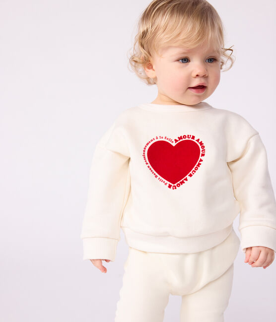 Sudadera de algodón con motivo de corazón para bebé crudo MILK