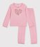 Pijama infantil de terciopelo con estampado de corazones rosa