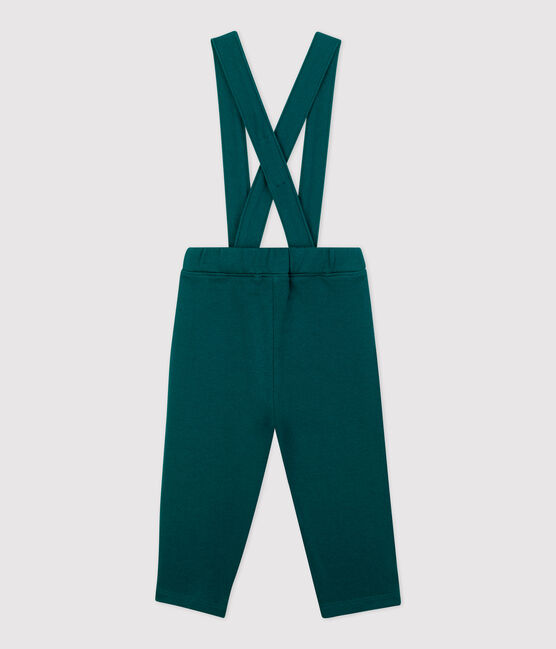 Pantalón con tirantes de muletón de bebé. verde PINEDE