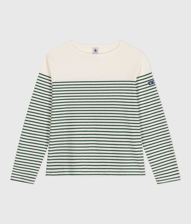 Camiseta marinera de algod&oacute;n para mujer verde/verde