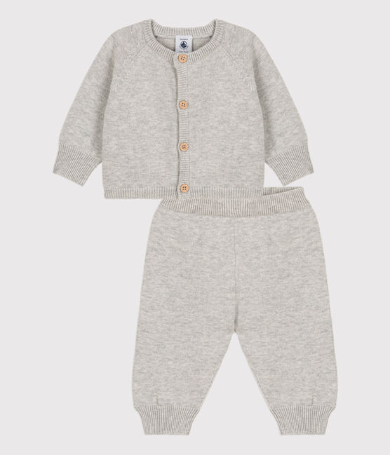 Conjunto de 2 prendas de bebé de tejido de punto de lana y algodón gris BELUGA CHINE