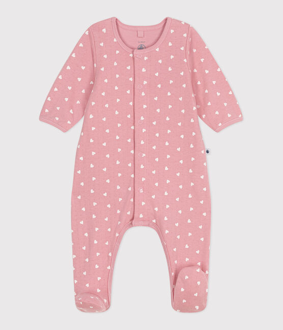 Bodyjama de túbico con corazoncitos para bebé rosa CHARME/blanco MARSHMALLOW
