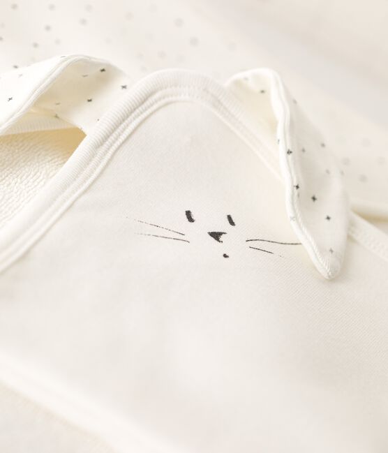 Toalla de baño de algodón orgánico de bebé blanco MARSHMALLOW/blanco MULTICO