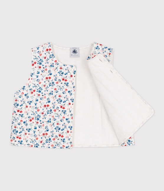 Chaqueta sin mangas de popelina con estampado de flores para bebé blanco MARSHMALLOW/blanco MULTICO