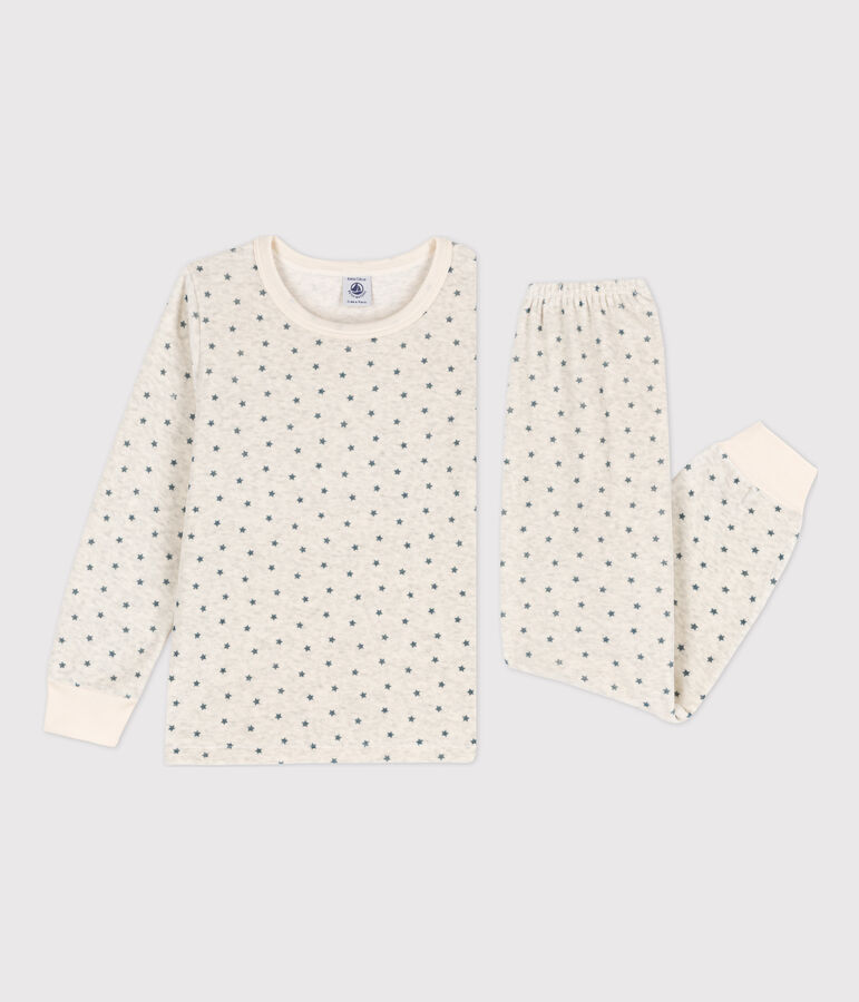Pijama de terciopelo con motivo de estrella para ni&ntilde;o/ni&ntilde;a beige/gris