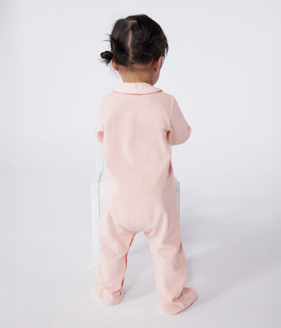 Pijama de terciopelo con cuello para bebé rosa SALINE