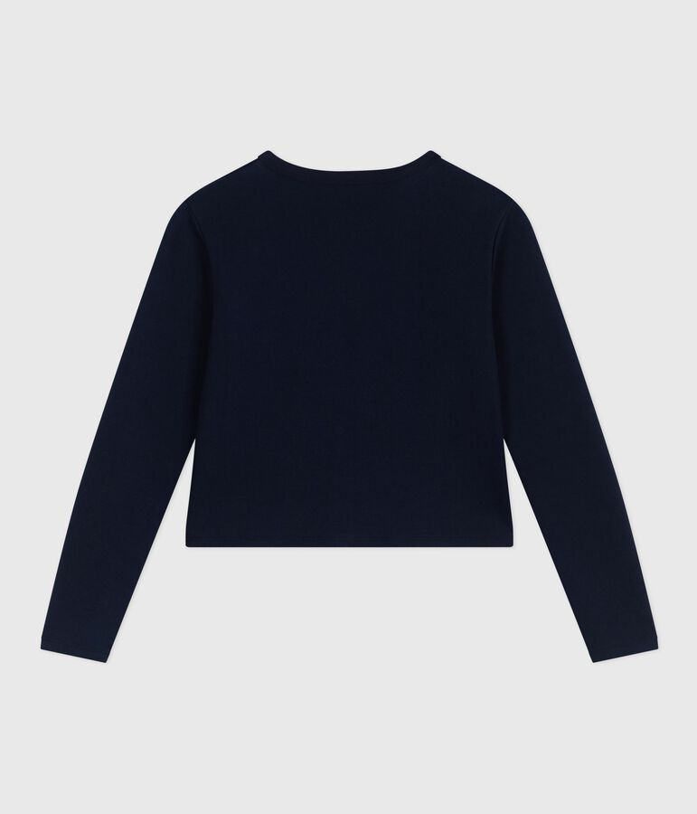 C&aacute;rdigan de algod&oacute;n liso para mujer azul