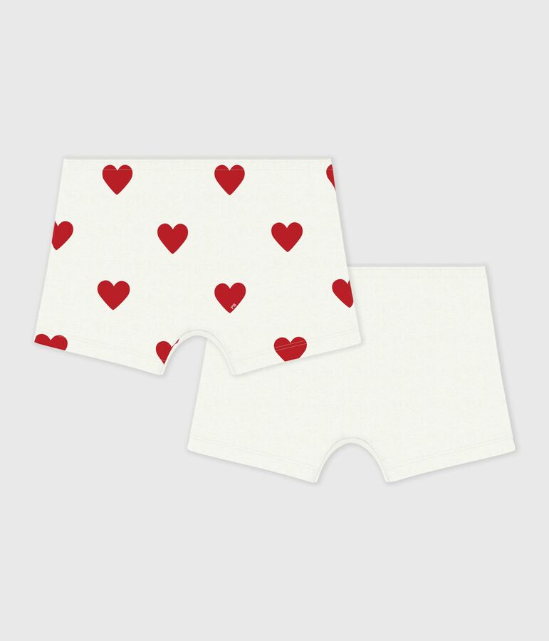 Juego de 2 culottes infantiles de algod&oacute;n con estampado de corazones multicolor