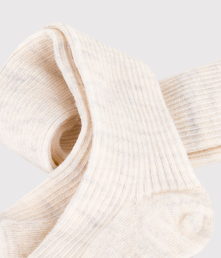 Leotardos lisos de lana y algod&oacute;n para beb&eacute; beige