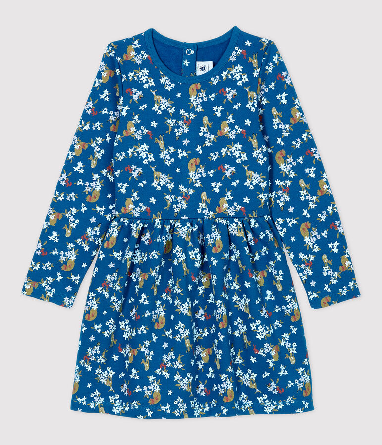 Vestido de manga larga de mulet&oacute;n de ni&ntilde;a azul/multicolor