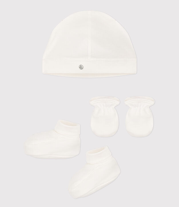 Conjunto de gorro, Patucos y manoplas de algod&oacute;n liso para beb&eacute; (unisex) multicolor