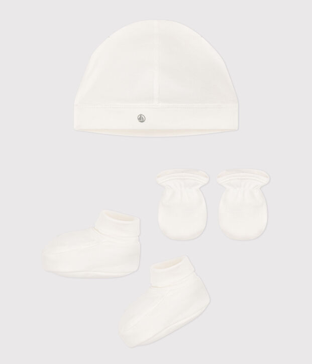 Juego de gorro, patucos y manoplas para beb&eacute; multicolor