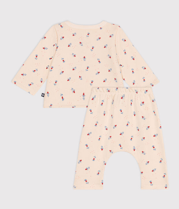 Conjunto de dos piezas de algod&oacute;n para beb&eacute; crudo/multicolor