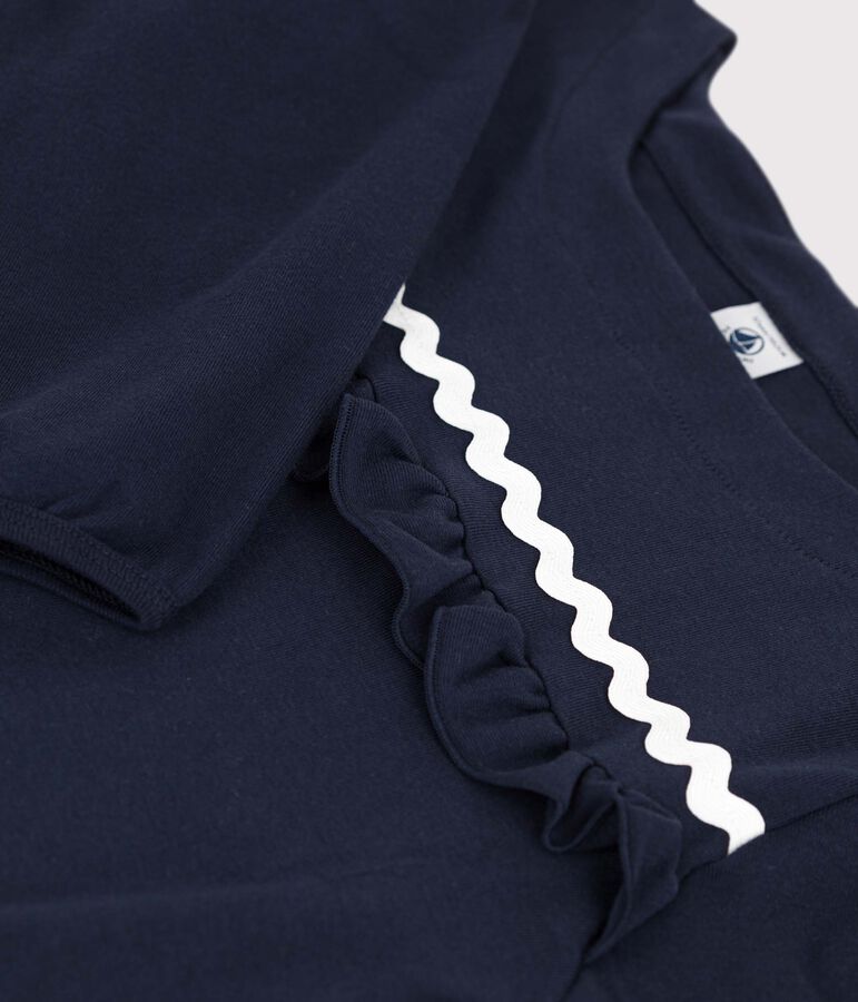 Camiseta de algod&oacute;n de manga larga para ni&ntilde;a azul