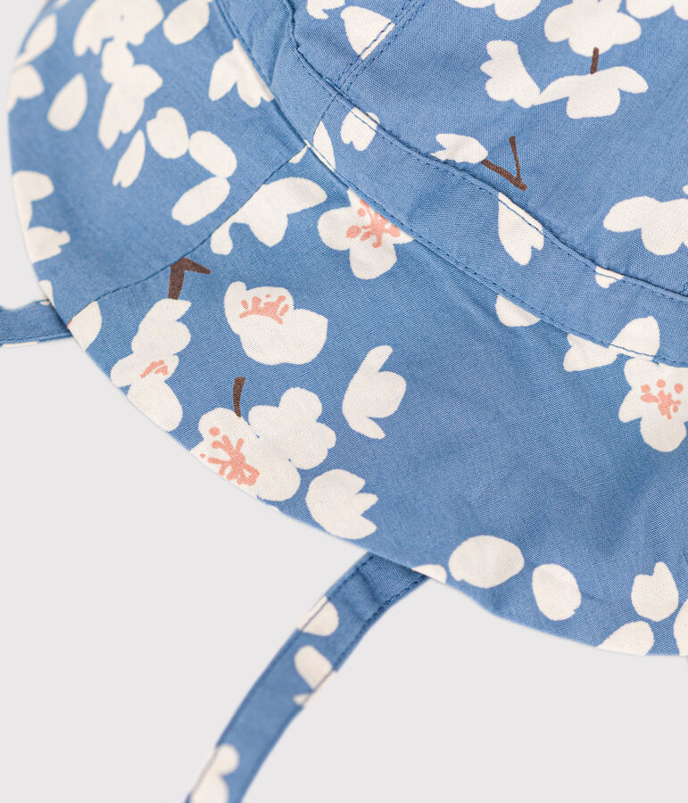 Gorro de popelina con flores de beb&eacute; ni&ntilde;a azul/multicolor