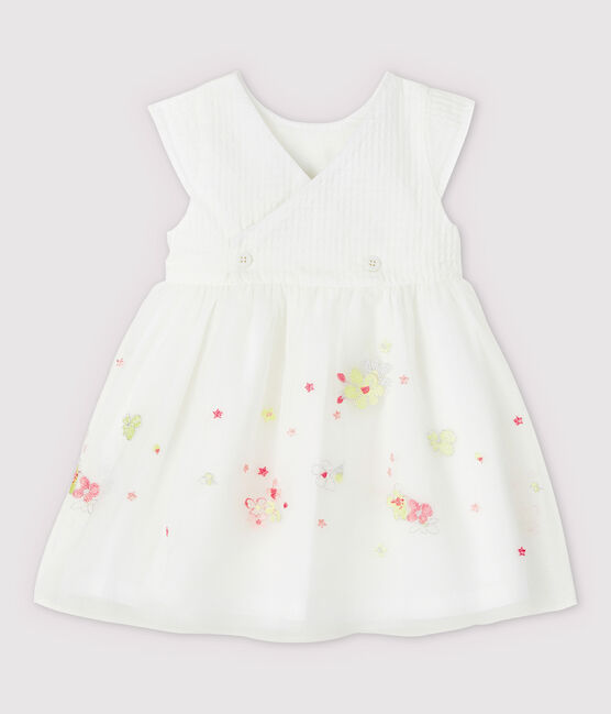 Vestido de celebración con tul bordado de bebé niña blanco MARSHMALLOW/blanco MULTICO