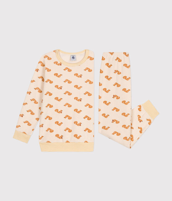 Pijama infantil de tejido de rizo cepillado con estampado de ardilla blanco AVALANCHE/ MULTICO