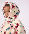 Chaqueta infantil de borreguito con flores y capucha crudo/multicolor