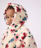 Chaqueta infantil de borreguito con flores y capucha crudo/multicolor
