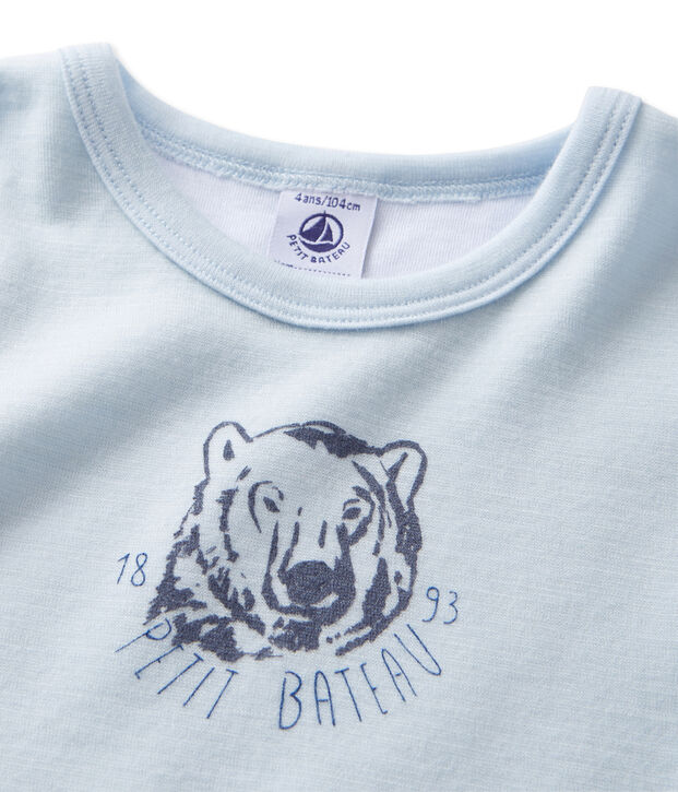 Camiseta de lana y algod&oacute;n para ni&ntilde;o azul Fraicheur