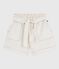 Shorts infantiles de algod&oacute;n liso blanco