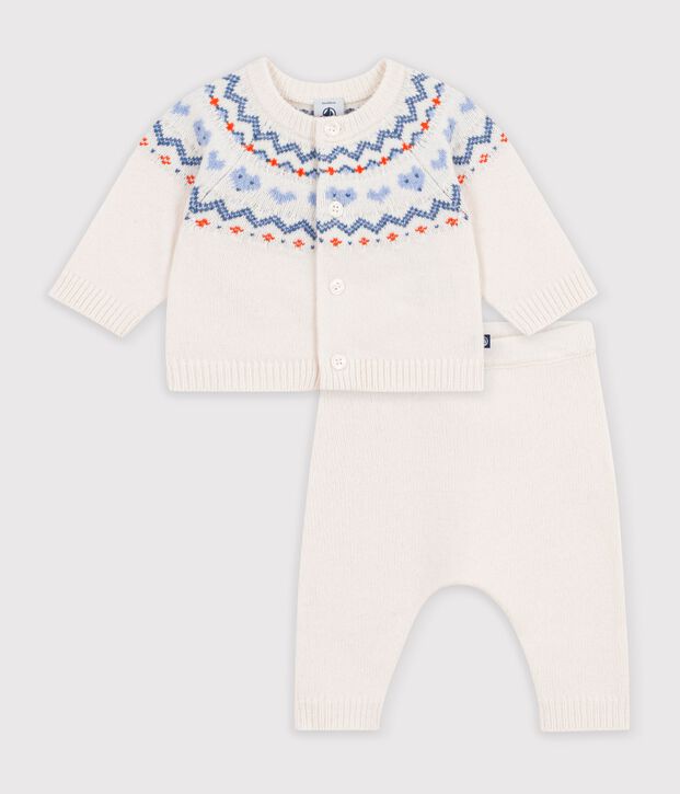Conjunto de punto tricotado con estampado jacquard para beb&eacute; azul/azul